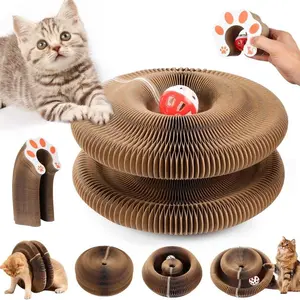 Magic Organ Cat Scratching Board, 1 Count Interactive Scratch Pad with Ball, Cat Scratcher for Grinding Claw, Furniture Protector, Retractable Kitten Toy, Christmas Gift