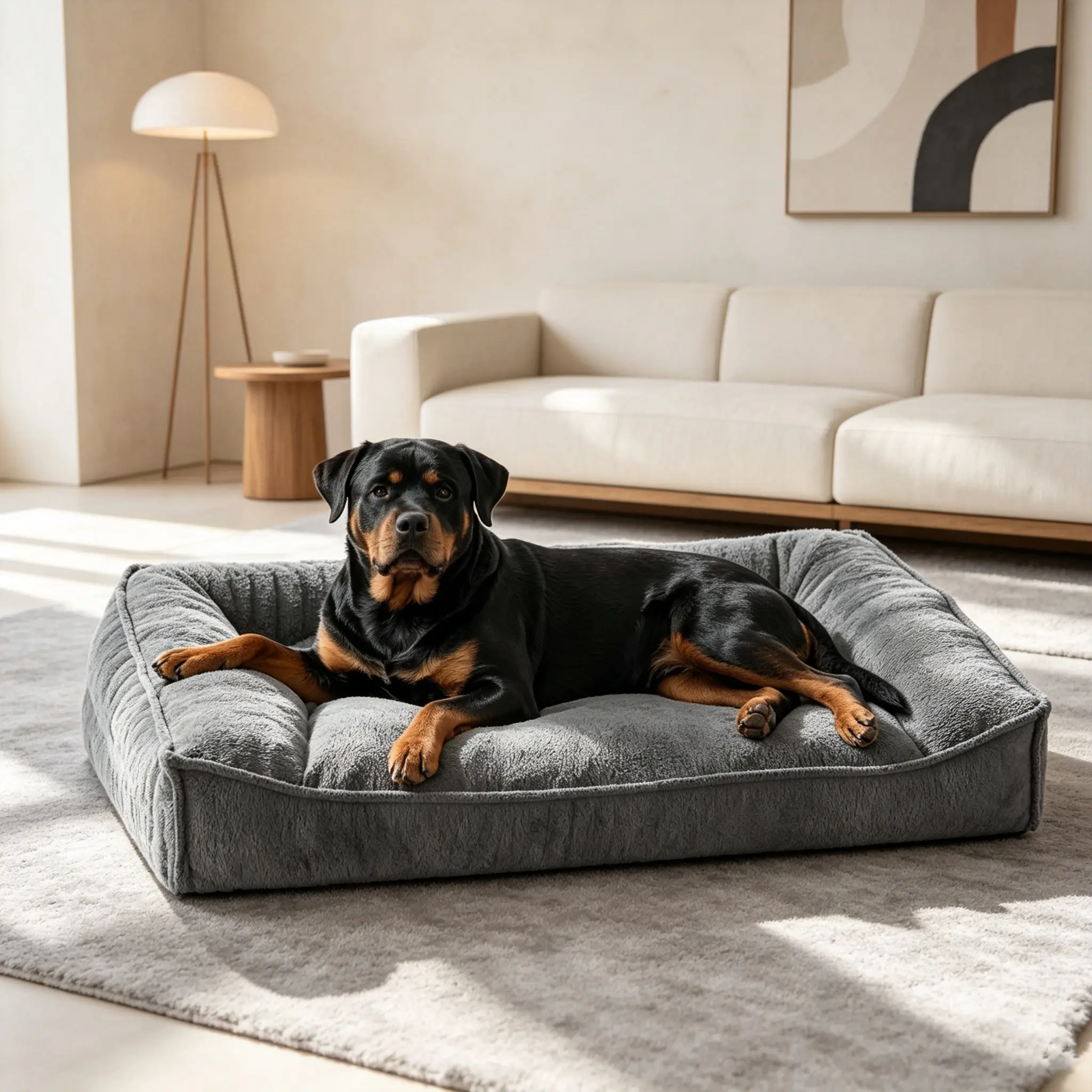 MIXJOY Contemporary Orthopedic Dog Bed for Extra Large Pets - Shredded Foam, Ultra Soft Surface, Non-Slip Bottom, Ergonomic Slant Couch Design, Removable Washable Cover for Joint Support & Deep Sleep