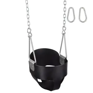 Swing Set Stuff Inc. Highback Full Bucket Swing Seat With Chains And Hooks Black