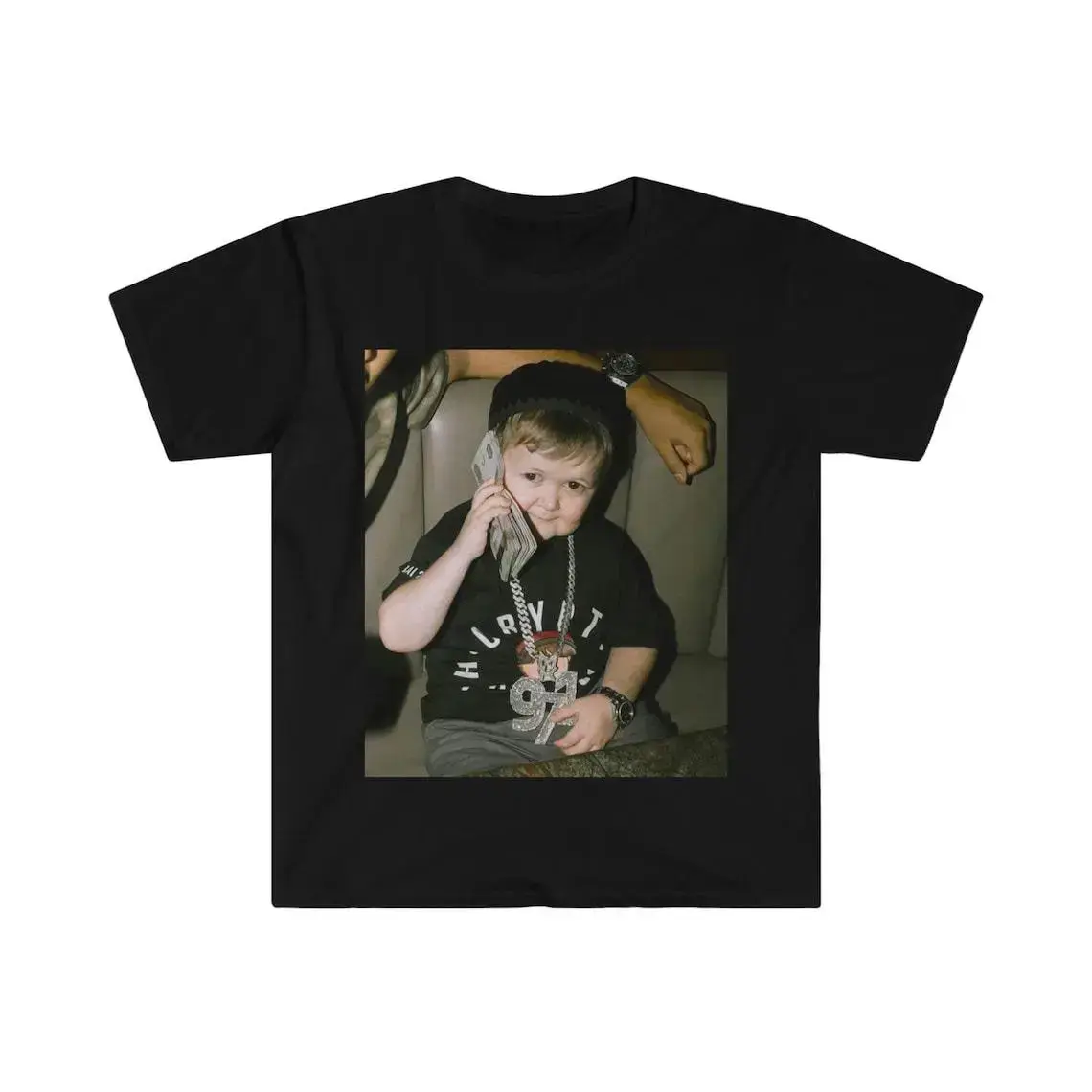 Men's Casual Short-Sleeve Round Neck 100 Cotton Handmade US Multi-Size T-Shirt - Soft Casual Wear, Hasbulla Magomedov Money Phone Viral Print, Mini Khabib Meme Apparel, Funny Gift for Adults, 100 Cotton Clothing
