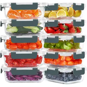 10 Packs 22 oz Glass Meal Prep Containers, Glass  Storage Containers with Lids, Airtight Lunch Boxes , Microwave and Freezer Safe