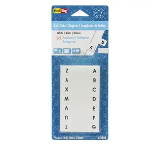 Redi-Tag Side-Mount Self-Stick Plastic A-Z Index Tabs 1in White 104-Pack PK - RTG31005