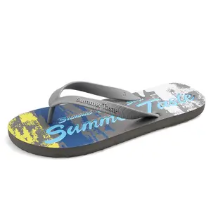 Painted men's flip-flops, summer trendy slip-on anti-slip wear-resistant soft-soled beach sandals