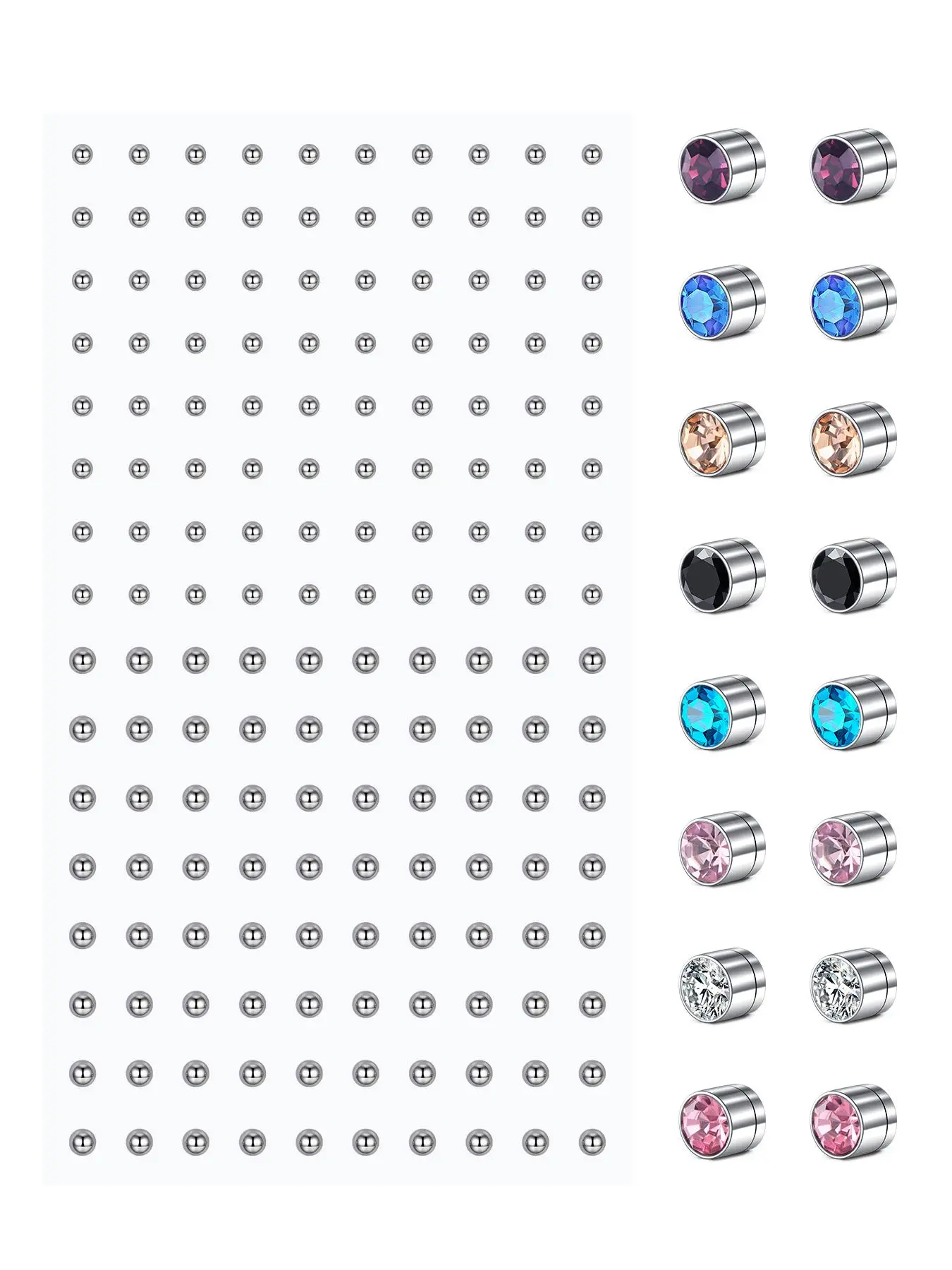 Face Gems Fake Piercings, Body Jewelry, Body Jewellery, Fake Lip Ring Fake Nose Rings Nose Piercing Jewelry Magnet Nose Stud Self-Adhesive Face Sticker Fake Piercing Balls Silver Punk Y2k Halloween Makeup For Women Men
