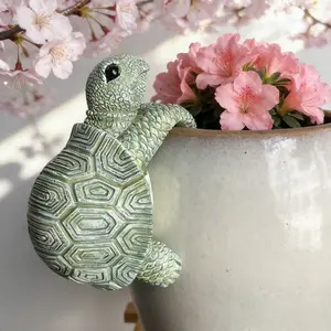 1pc Flowerpot Decoration, Plant Decoration for Pots | Resin Cute Turtle Statue Flowerpot Hugger, Funny Animal Statues, Garden Decor for Cup, Desk, Bookshelf, Table