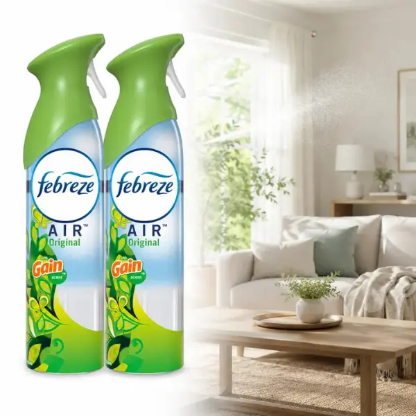 Febreze Air Freshener Spray Odor-Fighting Room Spray Gain Original 8.8oz,odor fighter,fresh scent,Gain scent,Air Mist,100% natural propellant,sweeping spray,bathroom,kitchen,office,laundry room,shoe closet,kids room,cabin,stink,awkward odors,instant fresh