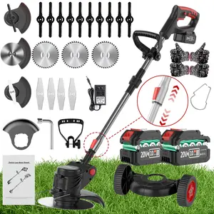 Portable Cordless Electric Lawn Mower, Household Garden Weeder & Grass Trimmer. Equipped with 3 types of blades and two high-capacity lithium batteries, it delivers powerful performance for lawns, gardens and yards. Great discounted power tool.