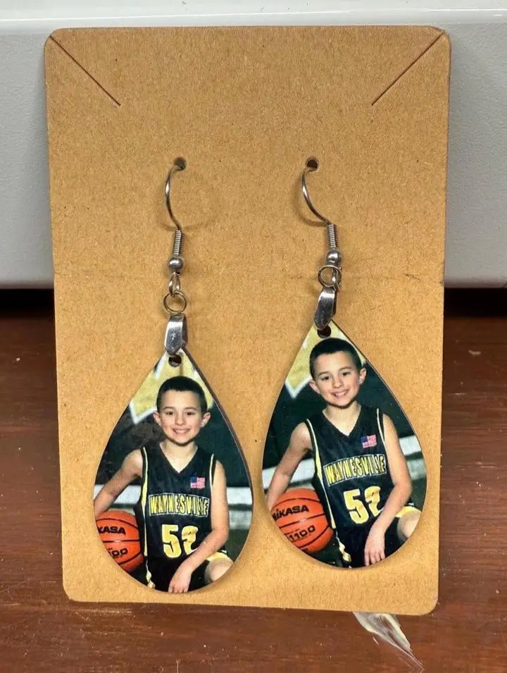 Custom Photo Sports Earrings Teardrop Personalized Jewelry with Your Own Image Perfect for Game Day Accessories