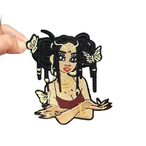 Butterfly Afro Woman Iron On Patch for Clothing, Bags & DIY Projects with Unique Design and Inspired by Butterflies