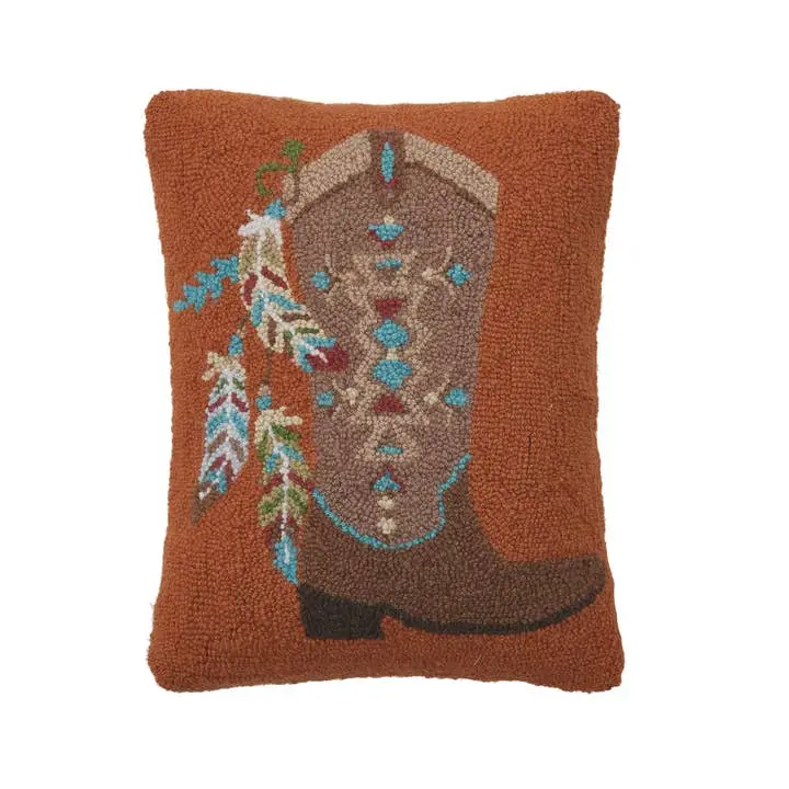 Peking Handicraft 30SJM11075C18OB Rectangular Block Standard Pillow, 14x18 in, Cowboy Boot Design, Poly-Fill Hook Construction, Multi-Color, Home & Room Decor Pillow