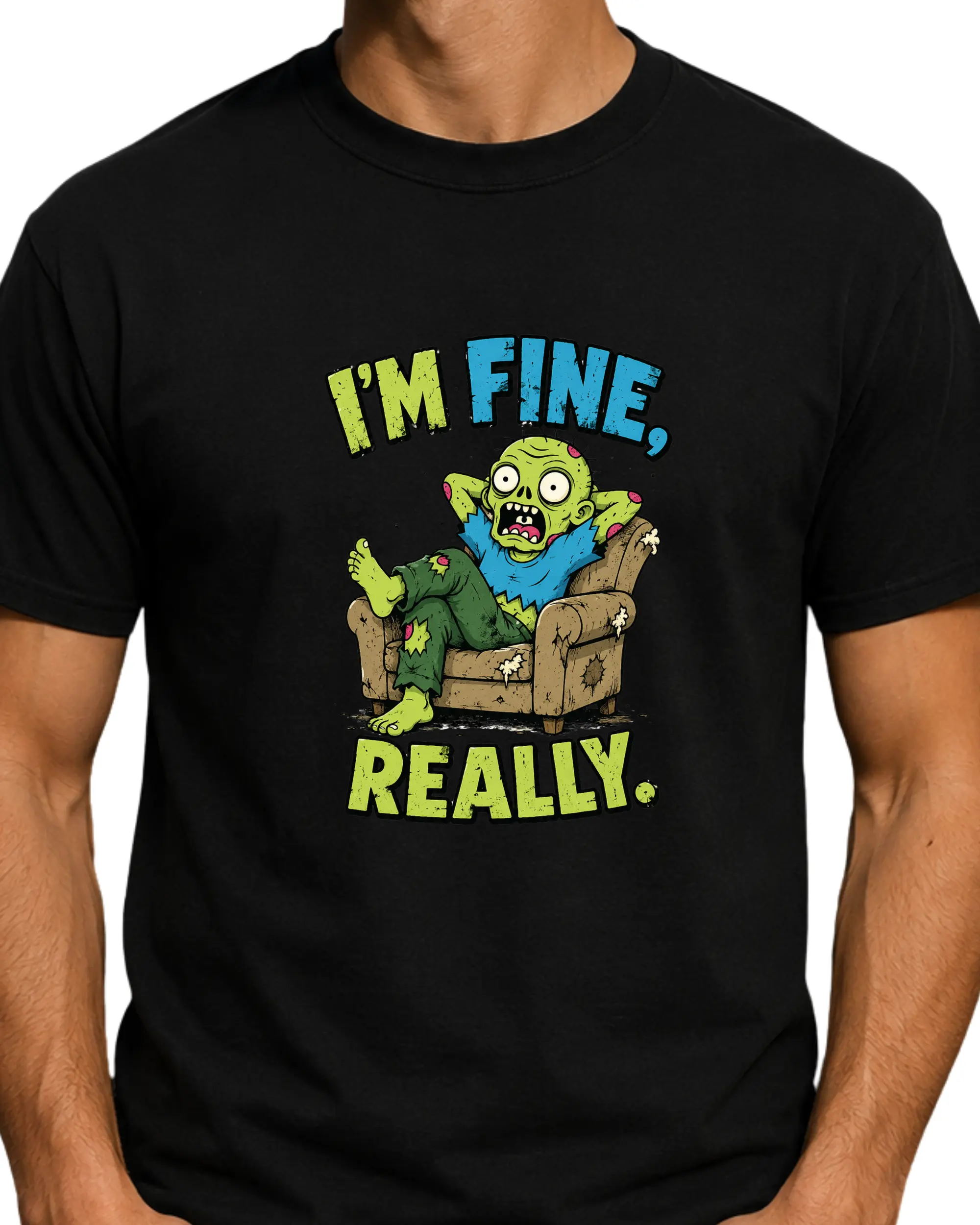 Men's All-Seasons Graphic Tee, Cold Machine Wash, Retro Zombie Art, Funny Halloween Casual Top