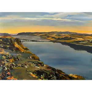 Original Hand-Painted Columbia River Oil Painting – Exclusive Landscape Art