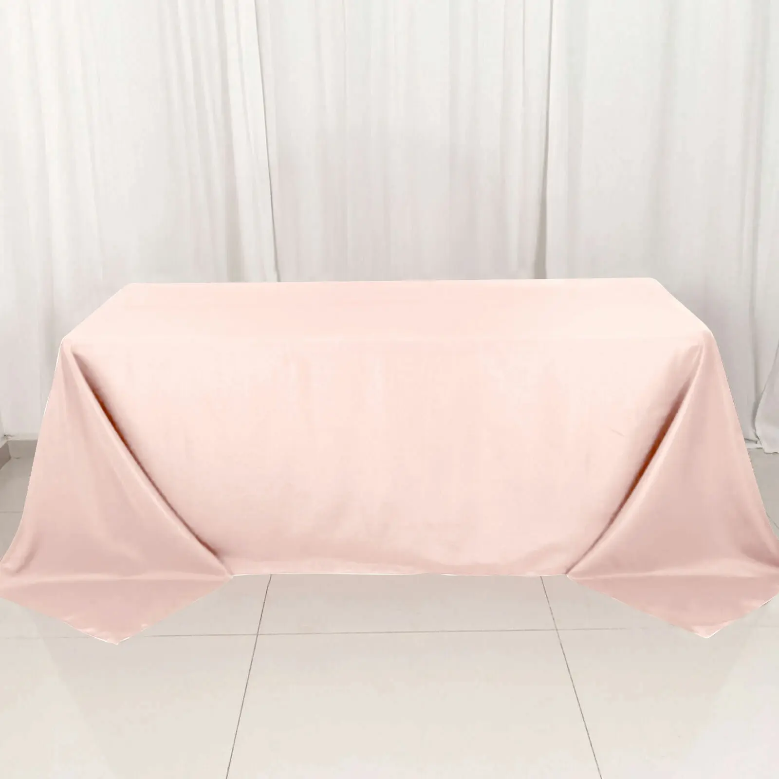 Polyester Rectangle Tablecloth, 90"x132" Blush Pink, Seamless Finish, Casual Style for Thanksgiving, Birthday, Graduation, Machine Washable