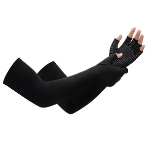 Copper Compression Arthritis Gloves for Women & Men, Arm & Hand Compression, Fingerless Pressure Gloves, Hand Support Sleeves for Carpal Tunnel