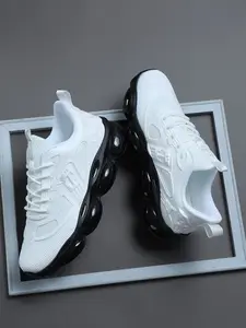 Men's Low Top Thick Sole Sports Shoes, Breathable Mesh Upper, Bubble Cushioning, Casual Training Sneakers for Running