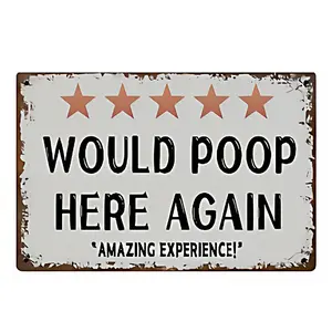 Vintage Bathroom Metal Sign Set — Retro Bathroom Humor Tin Poster with Funny Quotes, Perfect for Bar Restroom Decor & a Funny Gift, Humorous Wall Decor, 8 x 12 inches