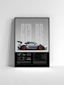 Porsche 911 GT3 RS Poster Sports Car Wall Art Print Modern Automotive Poster Gift for Car Enthusiast Car Print Car Poster Porsche (No Frame)