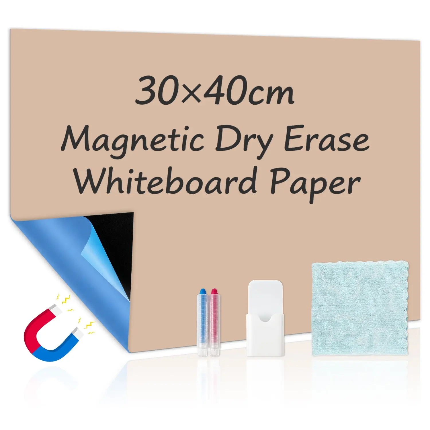 Self Adhesive Magnetic Whiteboard Sticker, Strong Adhesion, Easy to Wipe Clean, 30x40cm Panels, Includes Magnetic Box & Crayons