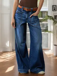 2026 New Loose Slim Women's Elastic Wide Leg Straight Pants Jeans for Women