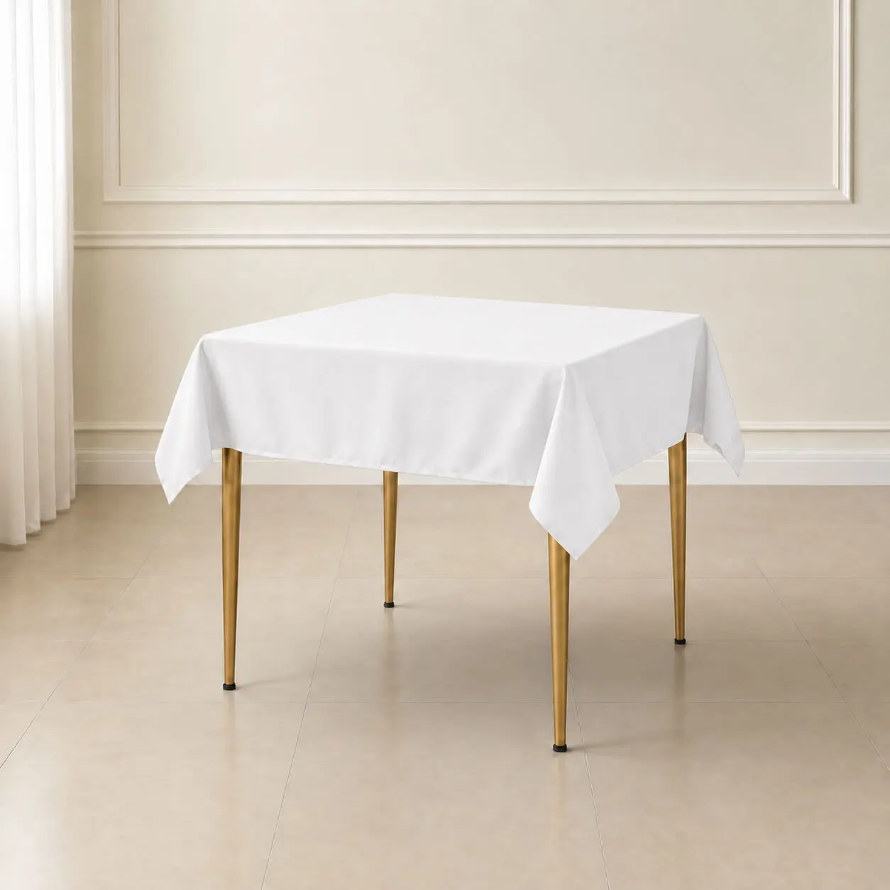 54"x54" White Polyester Square Table Overlay - Wrinkle-Resistant Overlay Table Cover, Party Accessory for Classy Weddings, Ceremonies, Graduation Party Decor & Modern Elegant Decoration