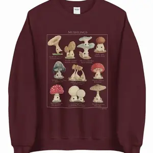 Mushling Identification Sweatshirt  - Botanical Mushroom Sweatshirt - Vintage Mushroom Chart Graphic Sweatshirt Unisex Botanical Aesthetic