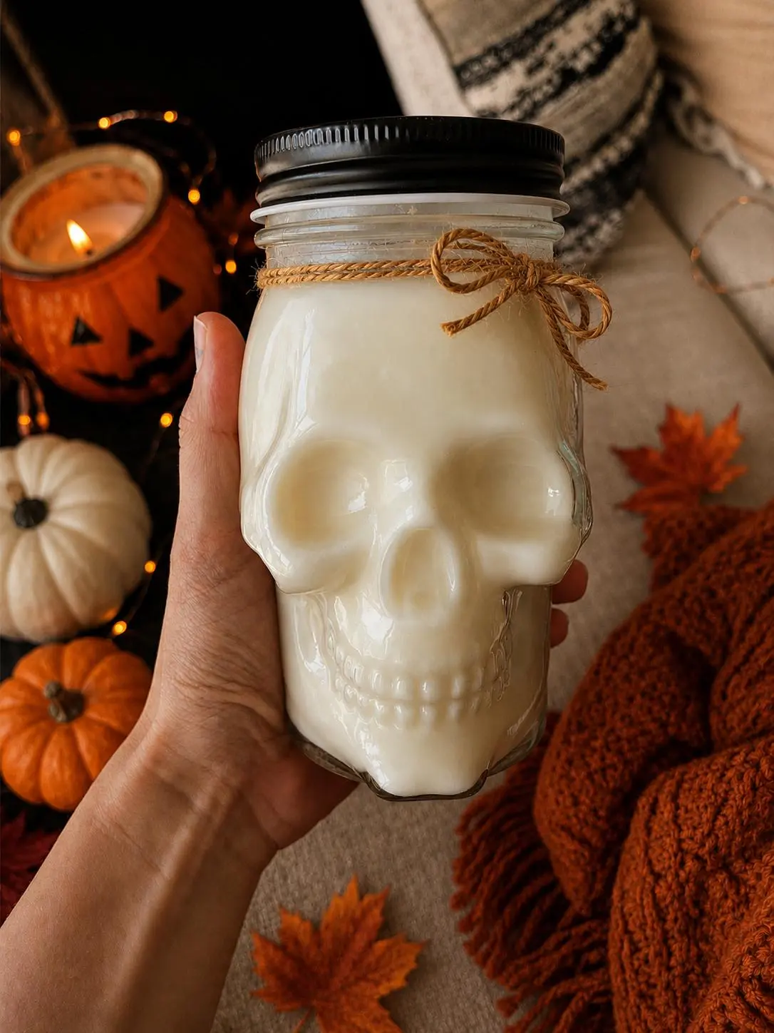 Skull Candle, Halloween Themed Home Decor Candle for Spooky Holiday Home Supplies