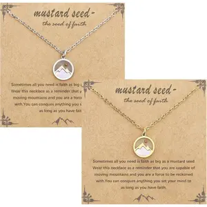 Graduation Gift 2 Pcs Silver & Gold Mustard Seed Necklace, Mustard Seed Necklace for Women Religious Faith Gift