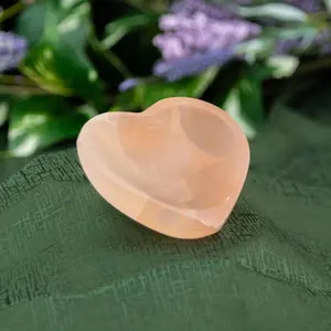 Down To Earth Red Selenite Heart Shaped Bowl 4.5" for Smudging Crystal Recharging Healing Energy Altar Reiki Witchcraft Supplies