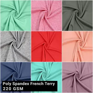 Mulcitolor Great for Apparel, Hoodies, Sweatshirts, Joggers & DIY Fabric by the Yard - 60" Wide Poly Spandex French Terry Brushed - 220 GSM, Medium Weight, 4-Way Stretch, Soft & Warm - SKU 506