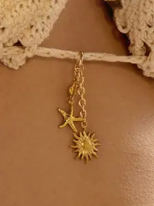 Stainless Steel Sun Starfish Shell Brooch, Beach Vacation Accessory, Versatile for Swimsuit Hat Beach Bag, Exquisite Women's Decor