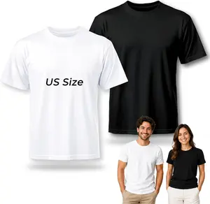 2 PCS Blank T Shirts Polyester Black and White Crew Neck Short Sleeve Unisex Tee for Sublimation HTV Daily Wear