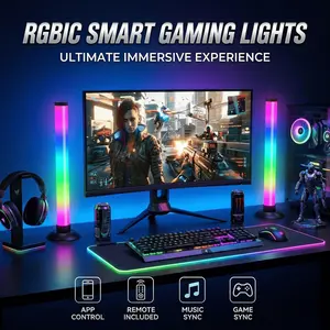 RGBIC LED Desk Ambient Light Music Sync Color Changing Lamp, USB Powered with App Remote & Wire Control, Dynamic RGB Lighting for Gaming Setup, TV Backlight, Bedroom Decor, Streaming & Content Creation