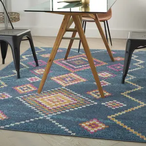 Nourison Passion Bohemian Geometric Indoor Rug, Navy, Stain Resistant, 5'3" x 7'3" - Ideal for Kid Room, Bedroom, Office