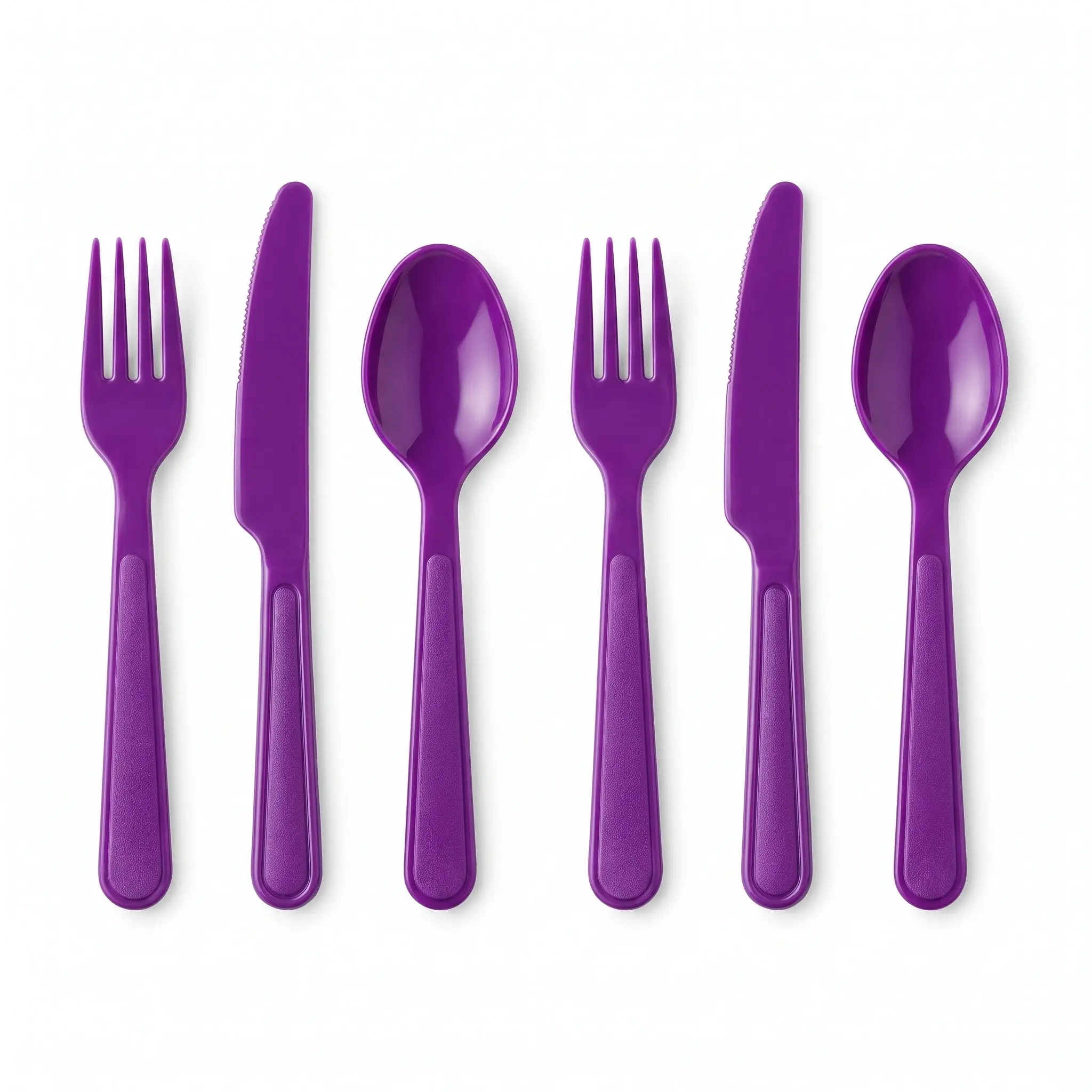 Vibrant Purple Plastic Cutlery Set - Assorted - 7.5 in.