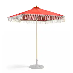 9ft 6 Ribs Replacement Umbrella Canopy w/ Tassels in Red (Canopy Only) Heavy Duty