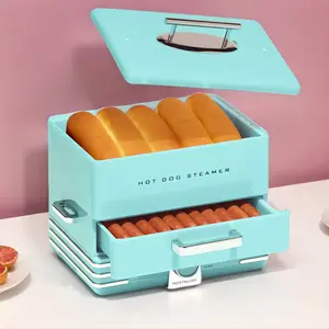 Large Diner Style Hot Dog Steamer, 20 Hot Dogs, 6 Buns, Aqua