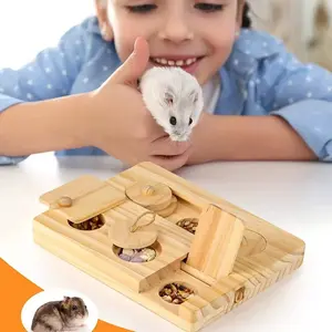 Wooden hamster feeder for home use, snack dispenser for breeding box, creative golden hamster fun foraging and interactive toy DIY Metal Cat Playpen with Skylight
