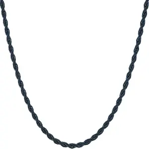 LIFETIME JEWELRY 2mm Rope Chain for Men & Women Diamond Cut Necklaces for Women & Men Necklace 14 to 36 Inch Black | Gunmetal | Stainless Steel (14 inches, Black)