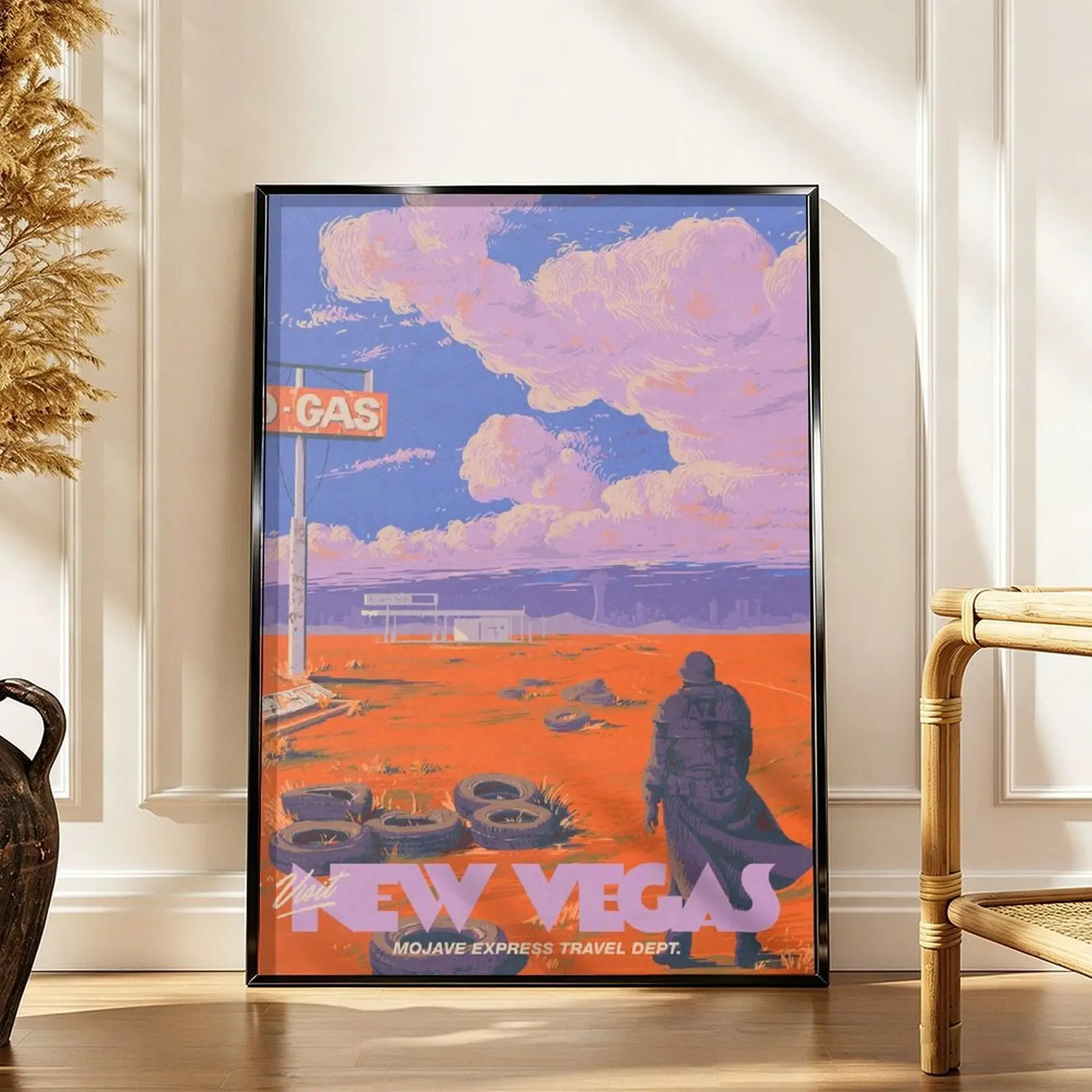 Visit New Vegas Poster - Fallout Video Game Art Print, Retro Vintage Illustration, PC Gamer, Best Gamer Gift
