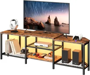 TV Stand with Power Outlet for TVs up to 75 Inches,66.9" Corner Entertainment Center,TV Media Console Table with 3-Tier Open Storage Shelves for Living Room, Bedroom