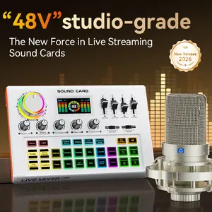 Vividay Live Mixer Y300 Sound Card – 48V Pro Audio Interface with Mic & Headphone Support, One-Click Voice Changer, 12 Sound Effects, Dodge Mode, DSP Tuning, Bluetooth & Wireless. Ideal for Streaming, Karaoke & Gaming.