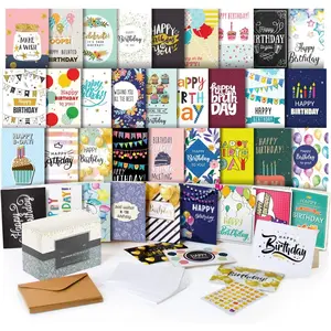 Happy Birthday Cards Assortment 5x7-60 Bulk Bday Cards with Envelopes,  Designs - Greeting Message Inside - Assorted Variety Box Set Pack - Birthday Card for Men Women  Employees Office
