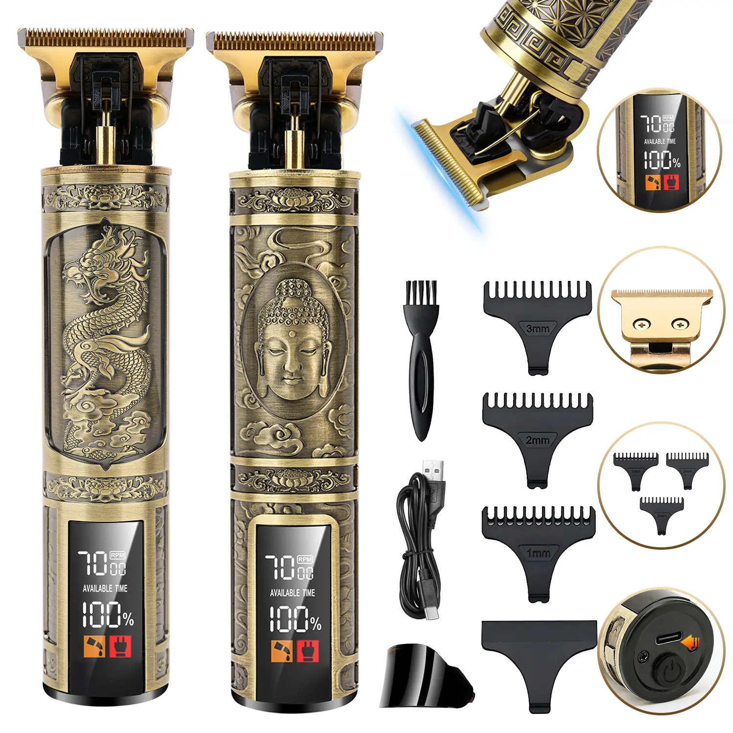 Rechargeable Cordless Hair Clipper & Beard Trimmer with LCD Display - Versatile Grooming Tool for Men | Portable Hair Cutting Machine