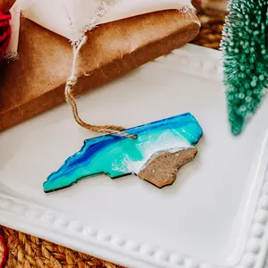 North Carolina Beach Christmas Ornament Outer Banks Holiday Decor Wood Resin and Sand Resin Material