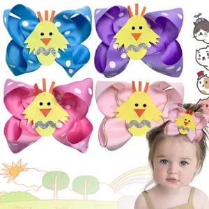 4Pcs 3.7 Inch JoyBowie Cartoon Chicken Bow Hair Accessories, Cute Girls' Hairpins, Hair Bows For Girls, Hair Bows, Alligator Clip Hair Clips, Toddler Gifts
