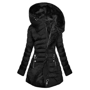 2024 Winter Jacket for Women - Casual Solid Color Parka, Hooded Cotton Padded Coat, Warm Outerwear Abrigos De Mujer