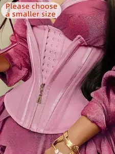 1 Count Women's, Womenswear Zipper & Adjustable Hook & Eye Closure Design Waist Trainer, Fajas, Solid Color Matt Finish Waist Cincher, High Compression All Season Shapewear Belt, Tight Fitting Girdle, Ideal for Daily Wear & Gift Choice for Her