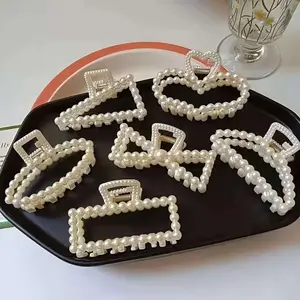 LUXEHAEVEN 6 Pcs Faux Pearl Hair Claw Clips for Women