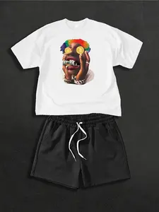 Cute Halloween Pumpkin Print Short Sleeve and Shorts Combo