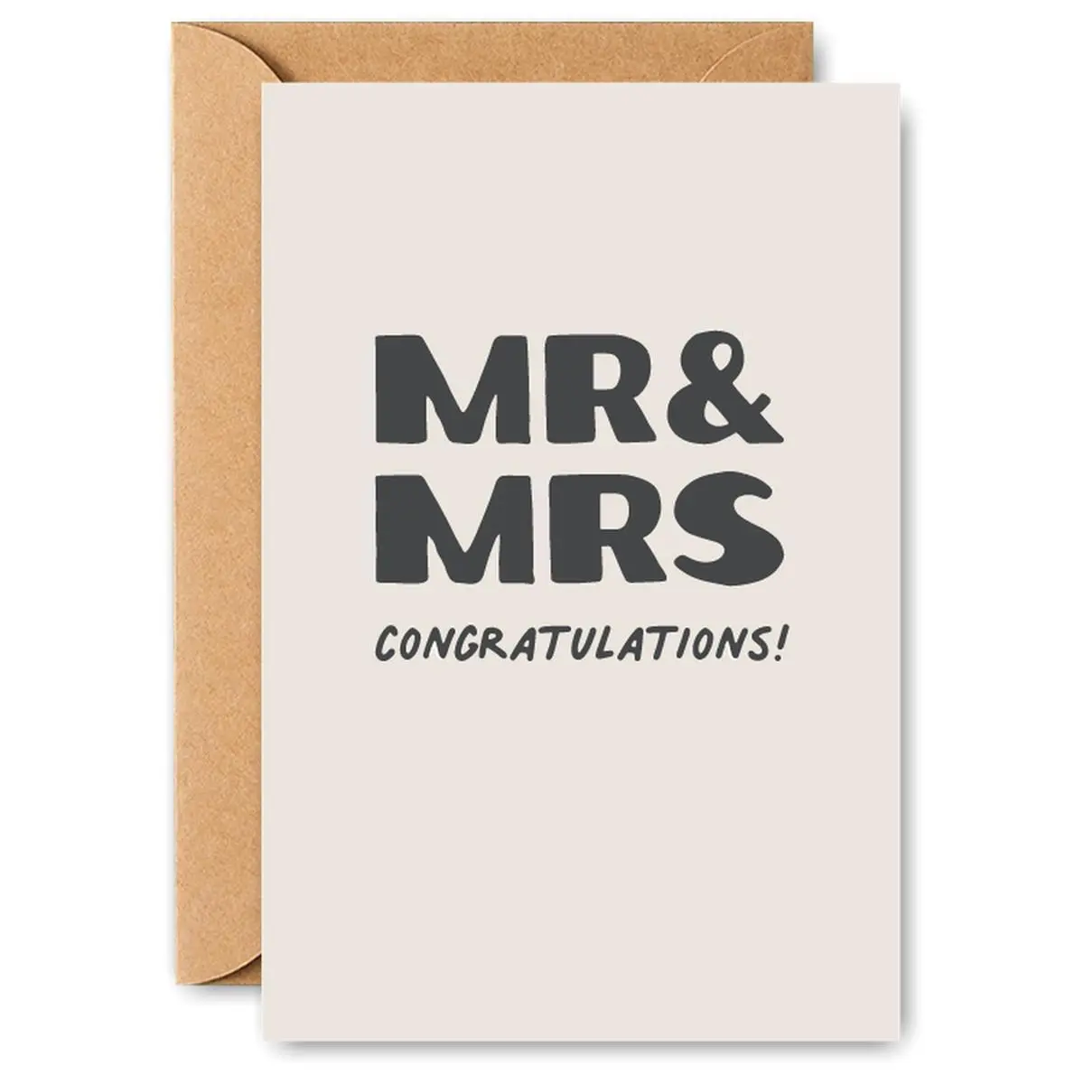 Mr & Mrs Congratulations Wedding Card, 1 Count Minimalist Design Elegant and Heartwarming Greeting Card, Party Gifts for Wedding Day